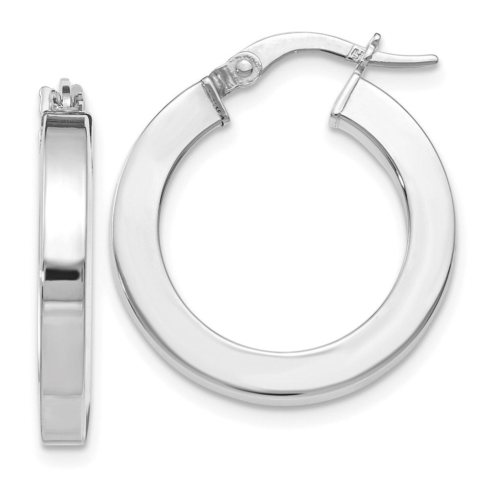 3.25mm, Sterling Silver, Hollow Square Hoops - 20mm (3/4 Inch)
