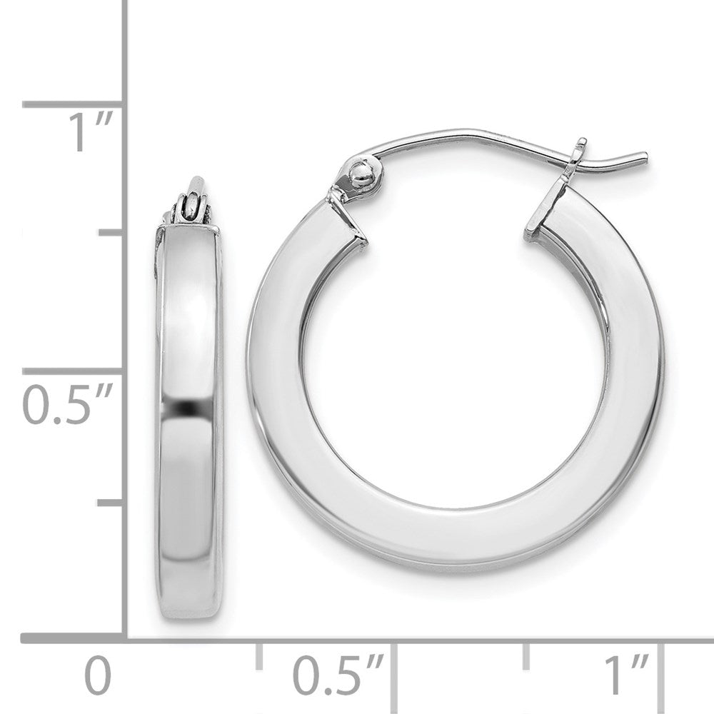 Alternate view of the 3.25mm, Sterling Silver, Hollow Square Hoops - 20mm (3/4 Inch) by The Black Bow Jewelry Co.