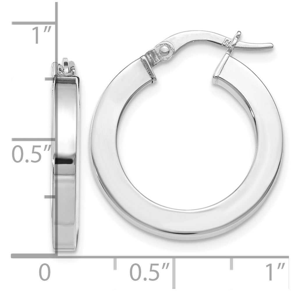3.25mm, Sterling Silver, Hollow Square Hoops - 20mm (3/4 Inch)