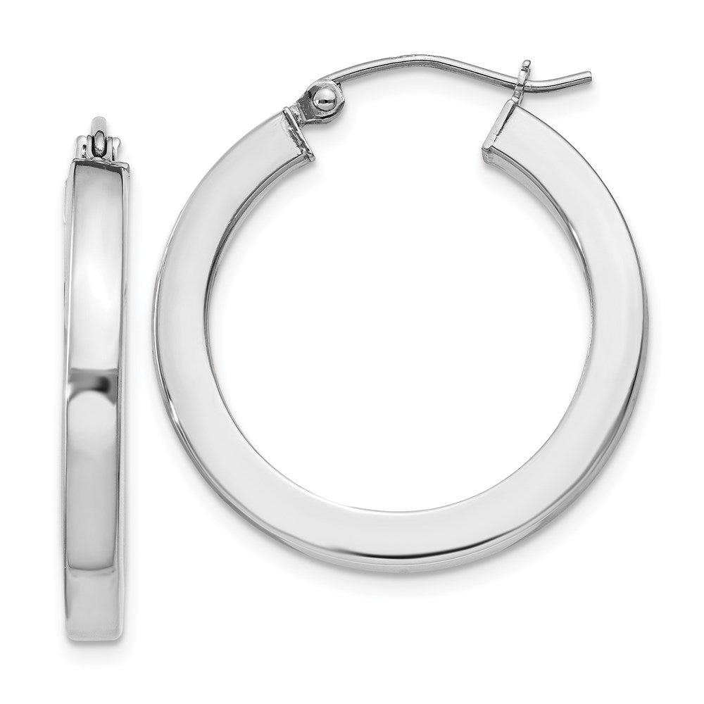 3.25mm, Sterling Silver, Hollow Square Hoops - 25mm (1 Inch), Item E8919-25 by The Black Bow Jewelry Co.