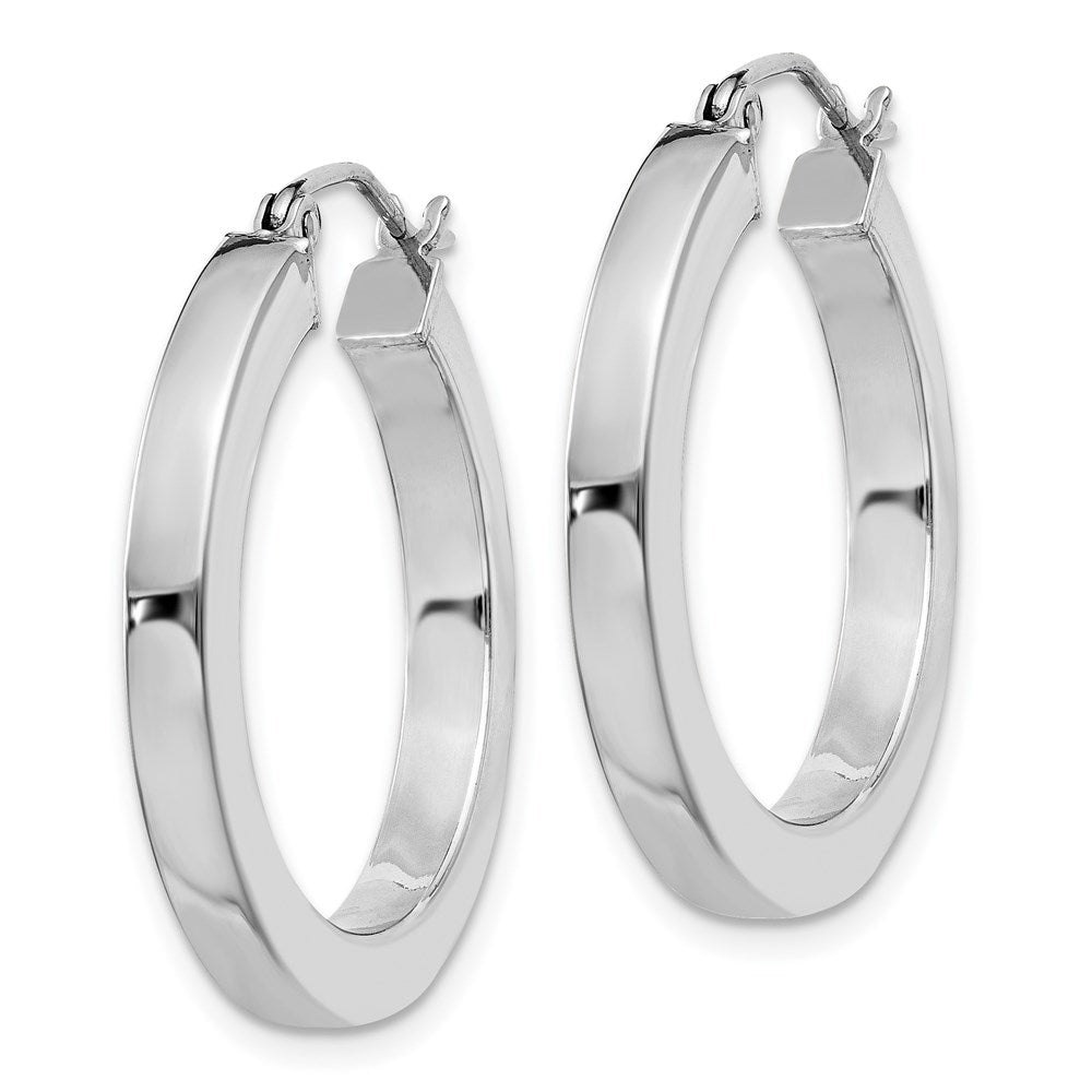 Alternate view of the 3.25mm, Sterling Silver, Hollow Square Hoops - 25mm (1 Inch) by The Black Bow Jewelry Co.