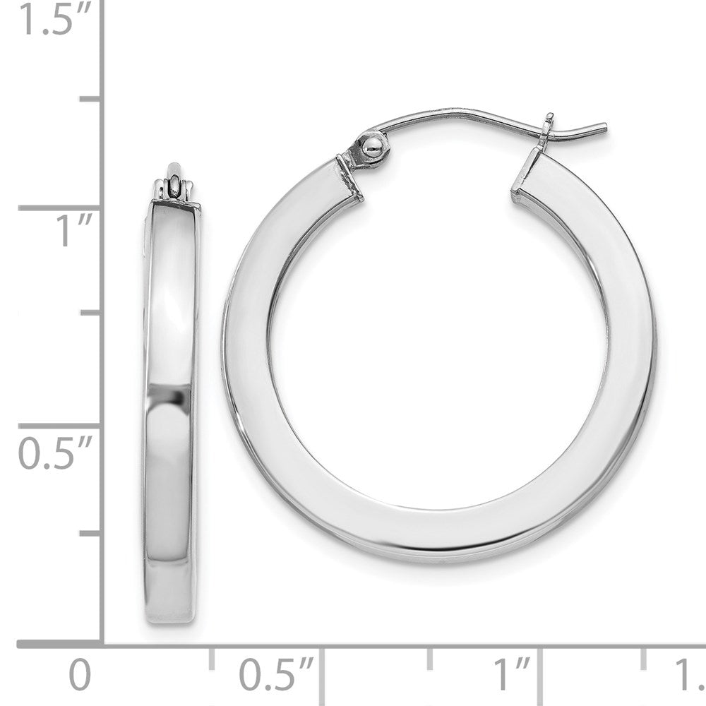 Alternate view of the 3.25mm, Sterling Silver, Hollow Square Hoops - 25mm (1 Inch) by The Black Bow Jewelry Co.