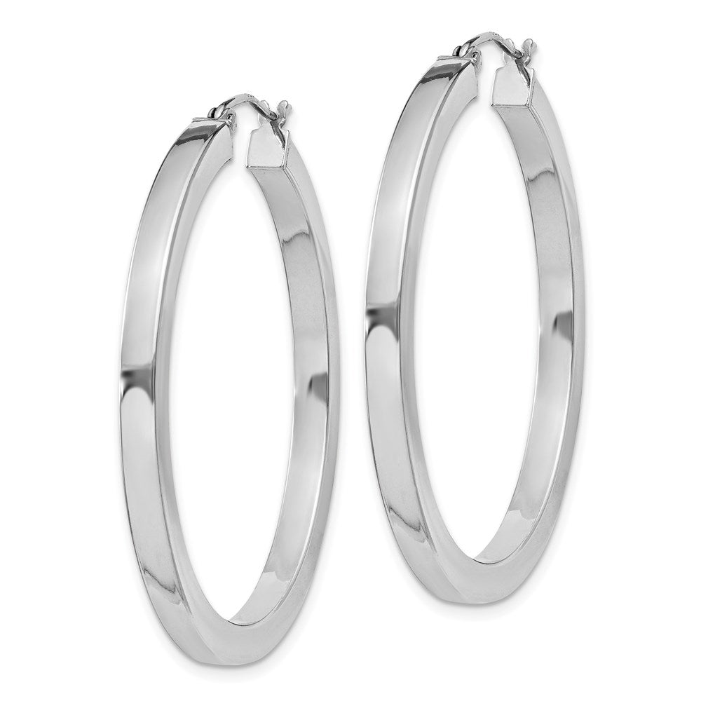 Alternate view of the 3.25mm, Sterling Silver, Polished Square Hoops - 40mm (1 1/2 Inch) by The Black Bow Jewelry Co.