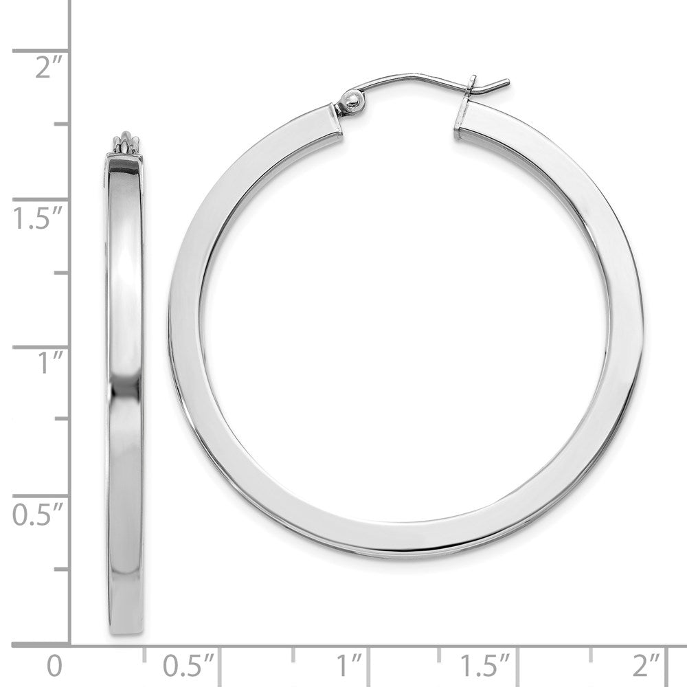 Alternate view of the 3.25mm, Sterling Silver, Polished Square Hoops - 40mm (1 1/2 Inch) by The Black Bow Jewelry Co.