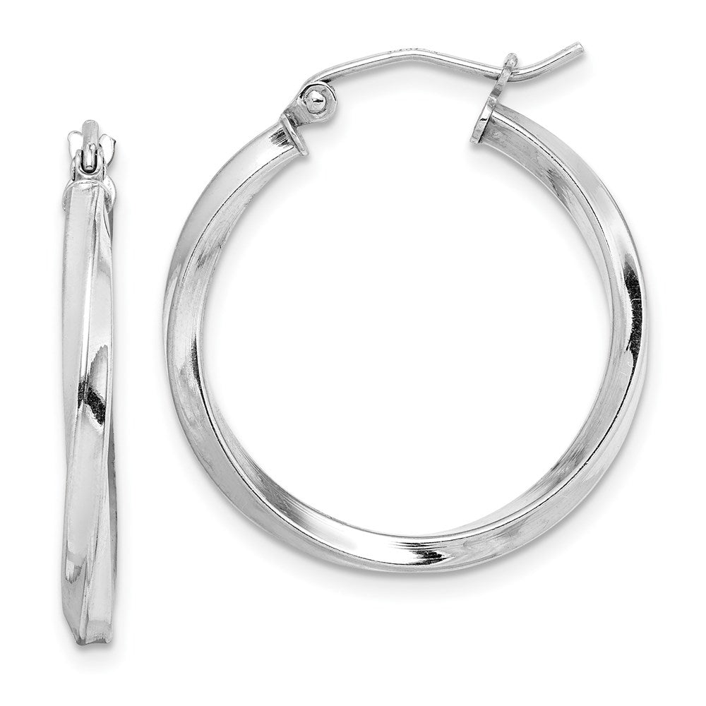 2.5mm Sterling Silver, Twisted Round Hoop Earrings, 25mm (1 In), Item E8931-25 by The Black Bow Jewelry Co.