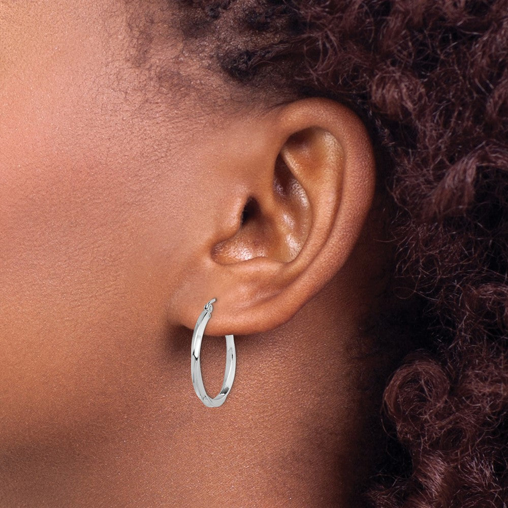 Alternate view of the 2.5mm Sterling Silver, Twisted Round Hoop Earrings, 25mm (1 In) by The Black Bow Jewelry Co.