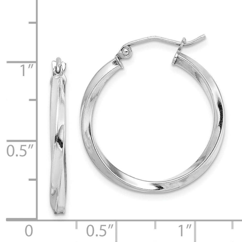 Alternate view of the 2.5mm Sterling Silver, Twisted Round Hoop Earrings, 25mm (1 In) by The Black Bow Jewelry Co.