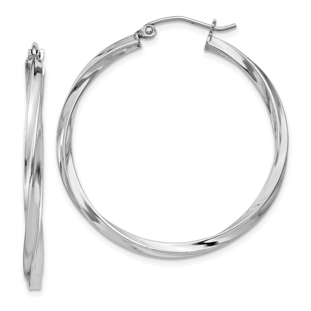 2.5mm Sterling Silver, Twisted Round Hoop Earrings, 35mm (1 3/8 In), Item E8932-35 by The Black Bow Jewelry Co.