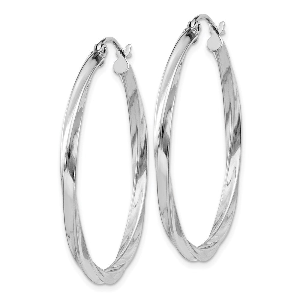 Alternate view of the 2.5mm Sterling Silver, Twisted Round Hoop Earrings, 35mm (1 3/8 In) by The Black Bow Jewelry Co.