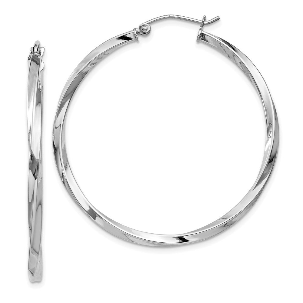 2.5mm Sterling Silver, Twisted Round Hoop Earrings, 40mm (1 1/2 In), Item E8932-40 by The Black Bow Jewelry Co.