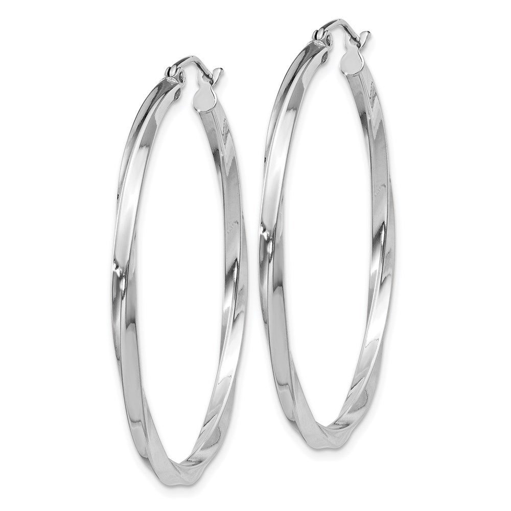 Alternate view of the 2.5mm Sterling Silver, Twisted Round Hoop Earrings, 40mm (1 1/2 In) by The Black Bow Jewelry Co.