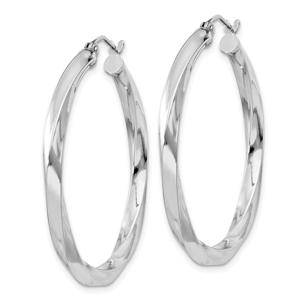 Alternate view of the 3mm, Sterling Silver, Twisted Round Hoop Earrings, 35mm Dia.(1 3/8 In) by The Black Bow Jewelry Co.