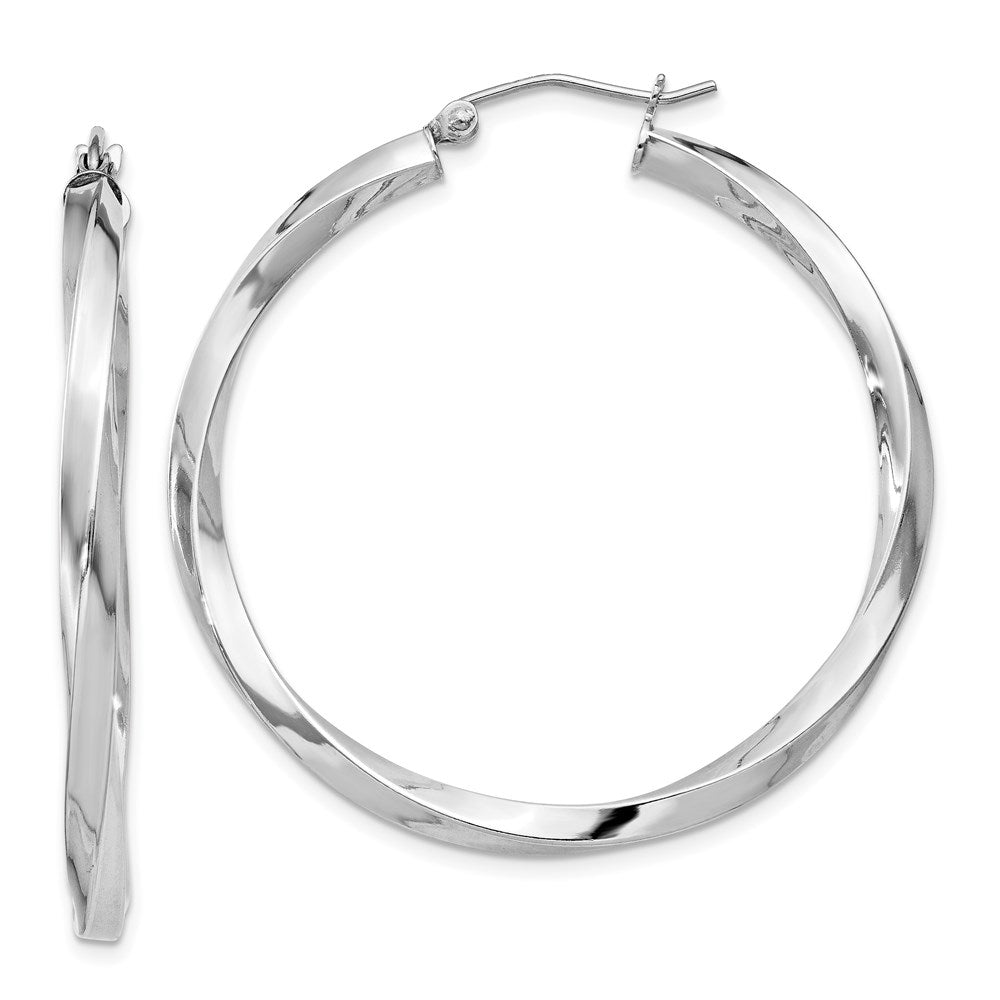 3mm, Sterling Silver, Twisted Round Hoop Earrings, 40mm Dia.(1 1/2 In), Item E8936-40 by The Black Bow Jewelry Co.