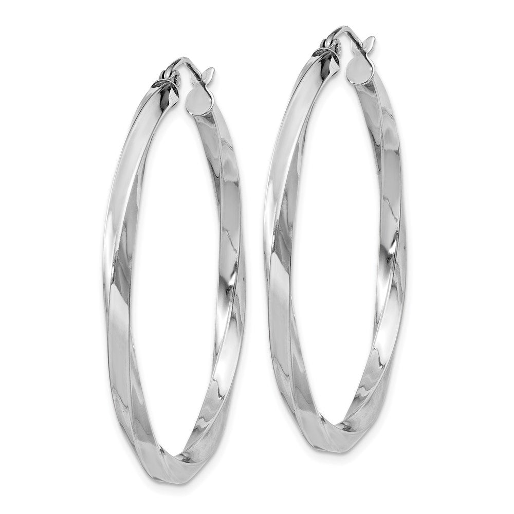 Alternate view of the 3mm, Sterling Silver, Twisted Round Hoop Earrings, 40mm Dia.(1 1/2 In) by The Black Bow Jewelry Co.