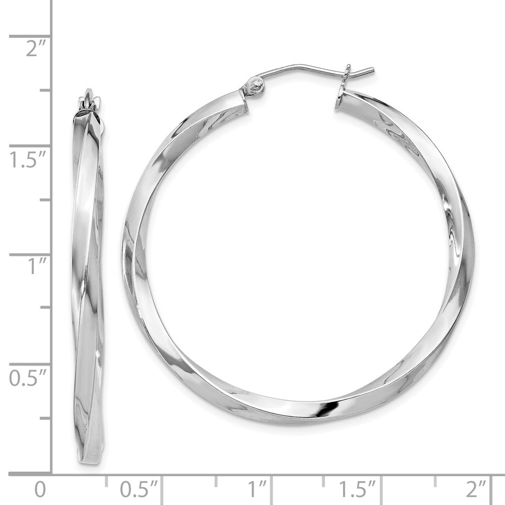 Alternate view of the 3mm, Sterling Silver, Twisted Round Hoop Earrings, 40mm Dia.(1 1/2 In) by The Black Bow Jewelry Co.
