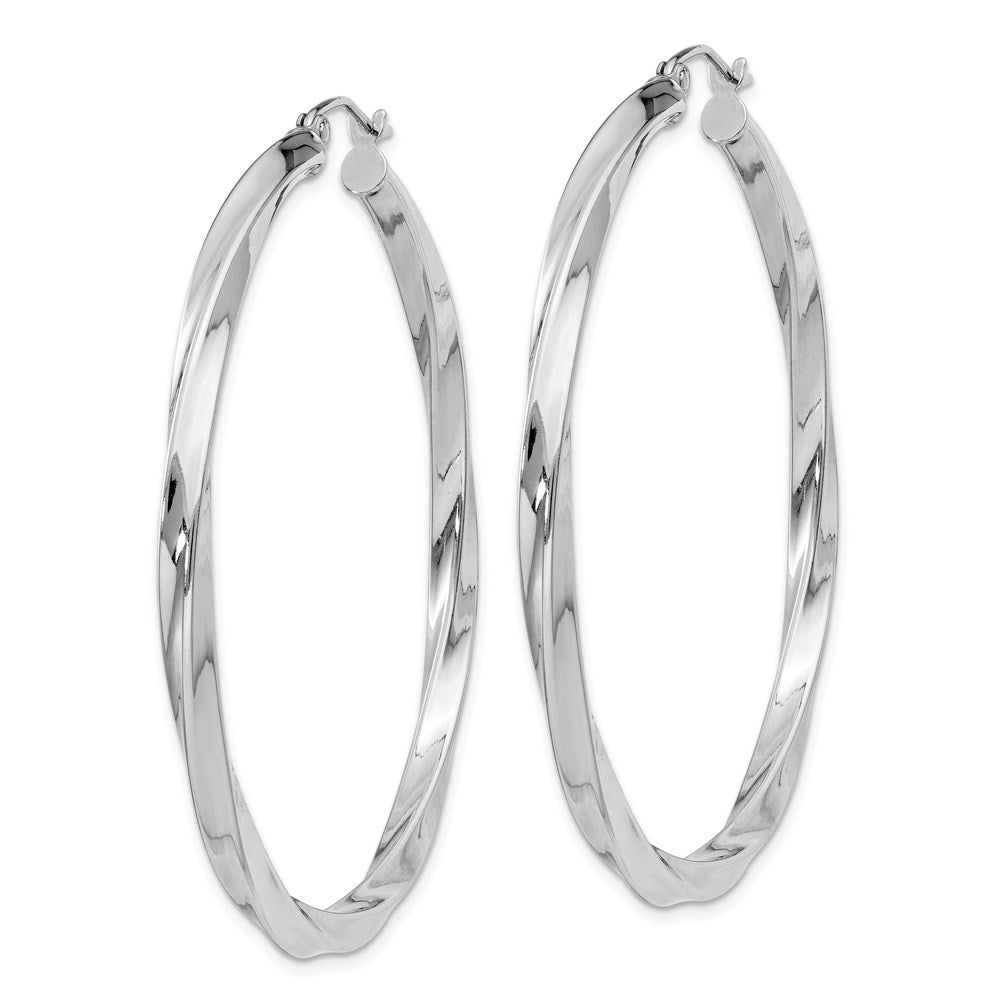 Alternate view of the 3mm, Sterling Silver, Twisted Round Hoop Earrings, 50mm Dia.(1 7/8 In) by The Black Bow Jewelry Co.