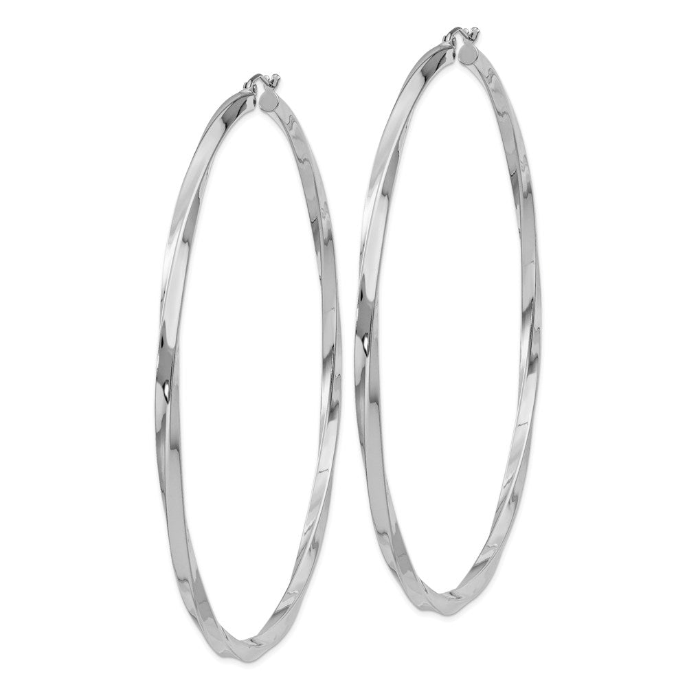 Alternate view of the 3mm, Sterling Silver, Twisted Round Hoop Earrings, 80mm Dia.(3 1/8 In) by The Black Bow Jewelry Co.