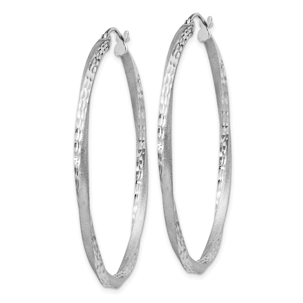 Alternate view of the 2.5mm, Sterling Silver Twisted Round Hoop Earrings, 45mm in Diameter by The Black Bow Jewelry Co.