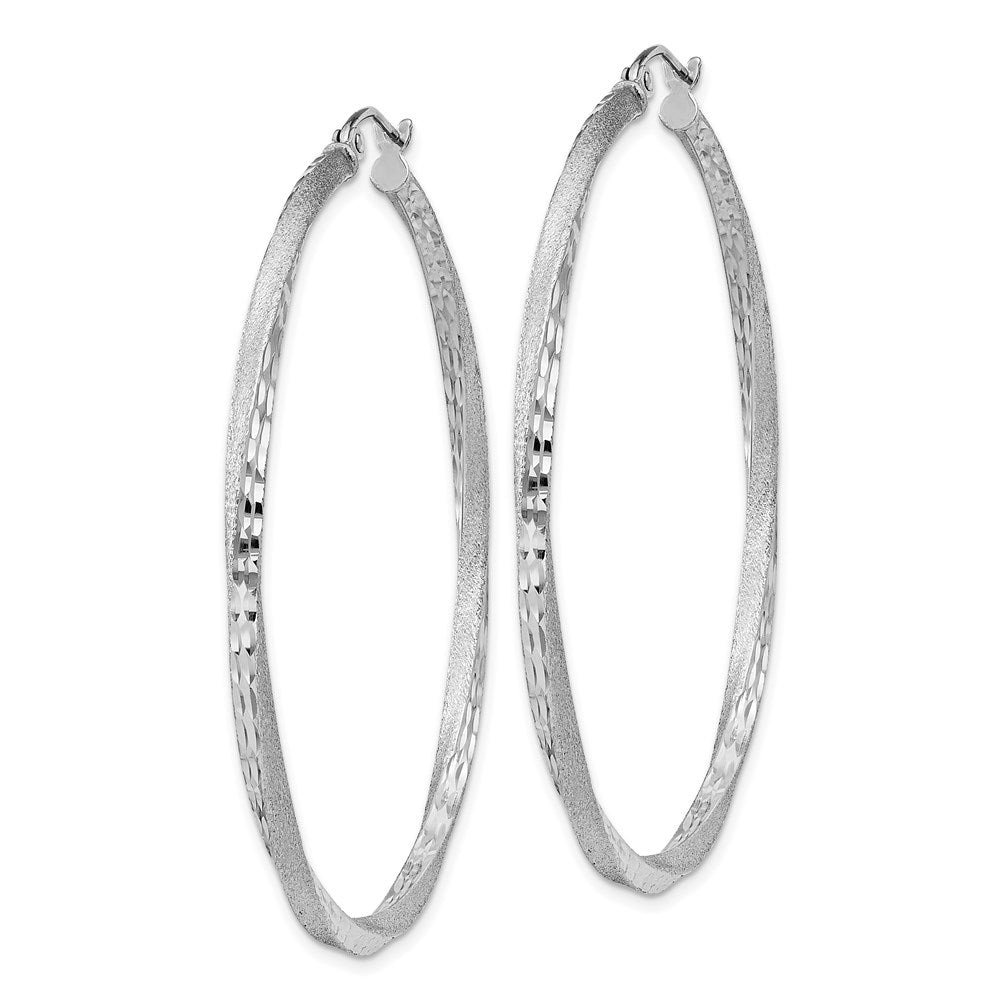 Alternate view of the 2.5mm, Sterling Silver Twisted Round Hoop Earrings, 50mm in Diameter by The Black Bow Jewelry Co.