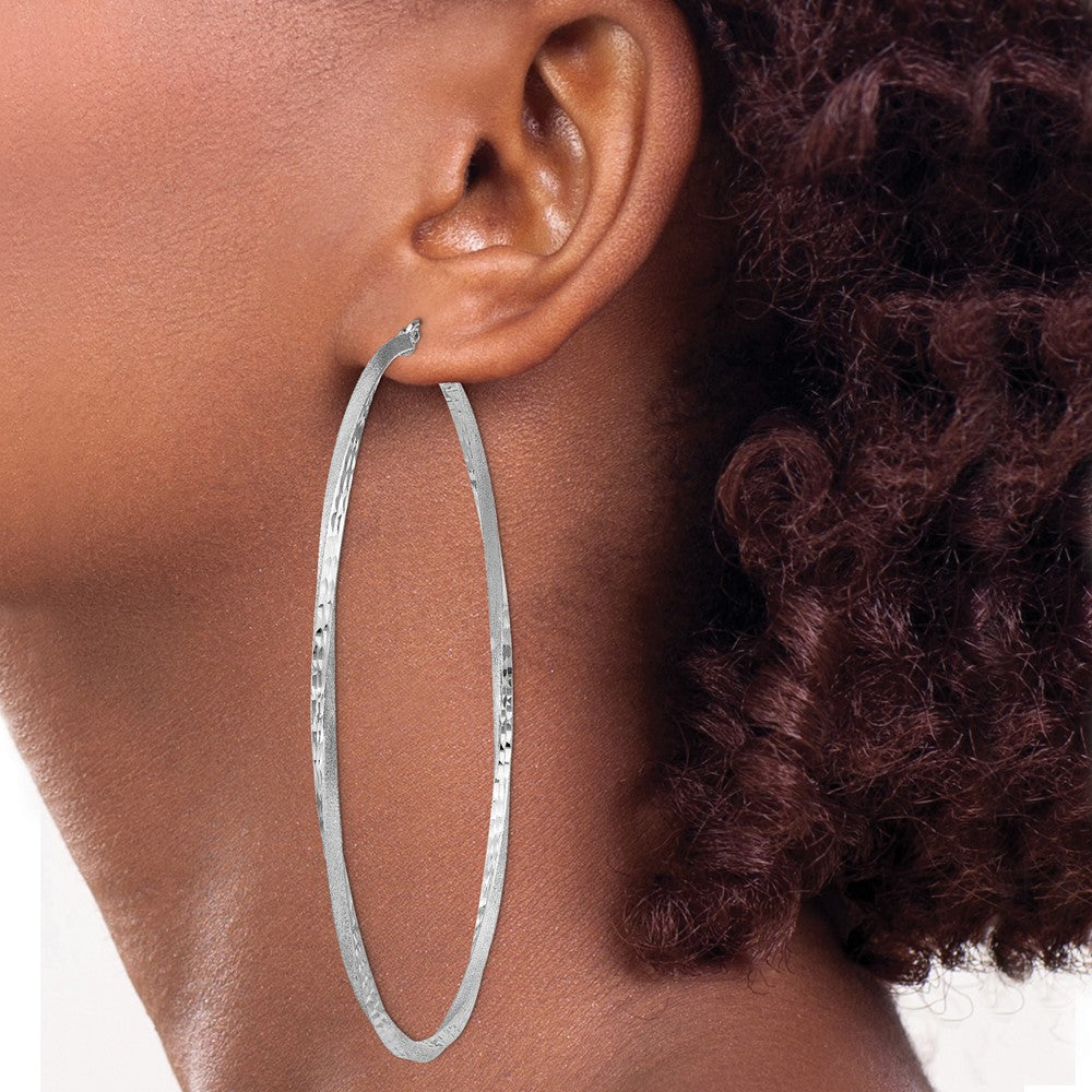Alternate view of the 2.5mm, Sterling Silver Twisted Round Hoop Earrings, 80mm in Diameter by The Black Bow Jewelry Co.