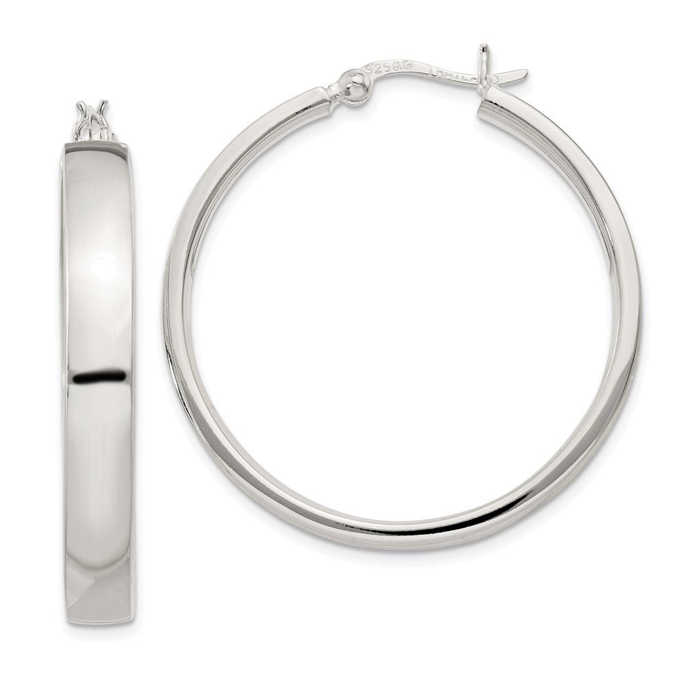 5mm, Sterling Silver Polished Round Hoop Earrings - 30mm (1 3/16 Inch), Item E8972-30 by The Black Bow Jewelry Co.