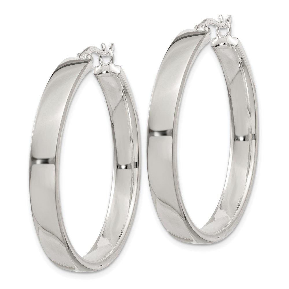 Alternate view of the 5mm, Sterling Silver Polished Round Hoop Earrings - 30mm (1 3/16 Inch) by The Black Bow Jewelry Co.