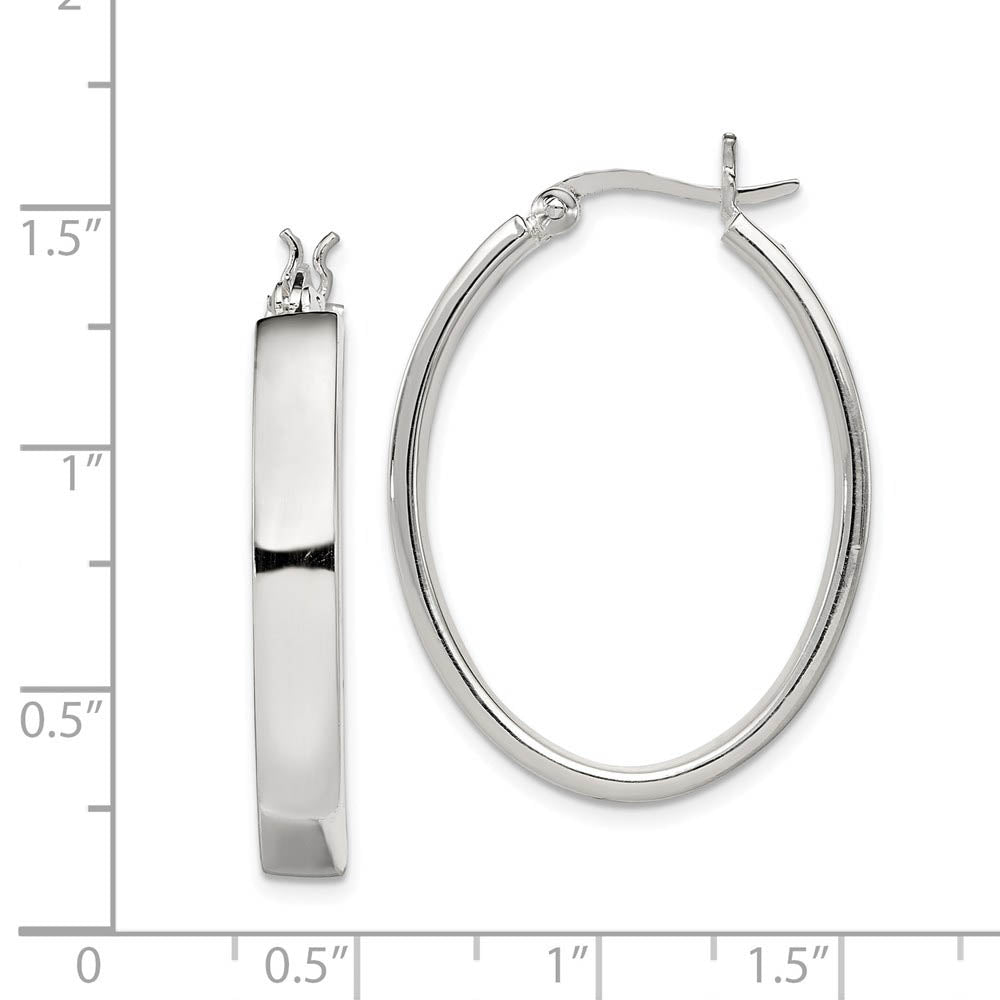 Alternate view of the 5mm, Sterling Silver, Polished Oval Hoops - 1 1/4 Inch by The Black Bow Jewelry Co.