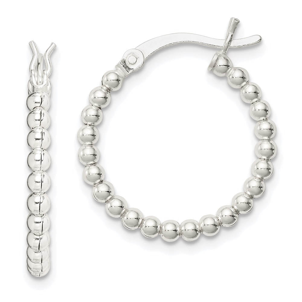 Sterling Silver, 2mm Beaded Round Hoop Earrings - 22mm (7/8 Inch), Item E8975 by The Black Bow Jewelry Co.