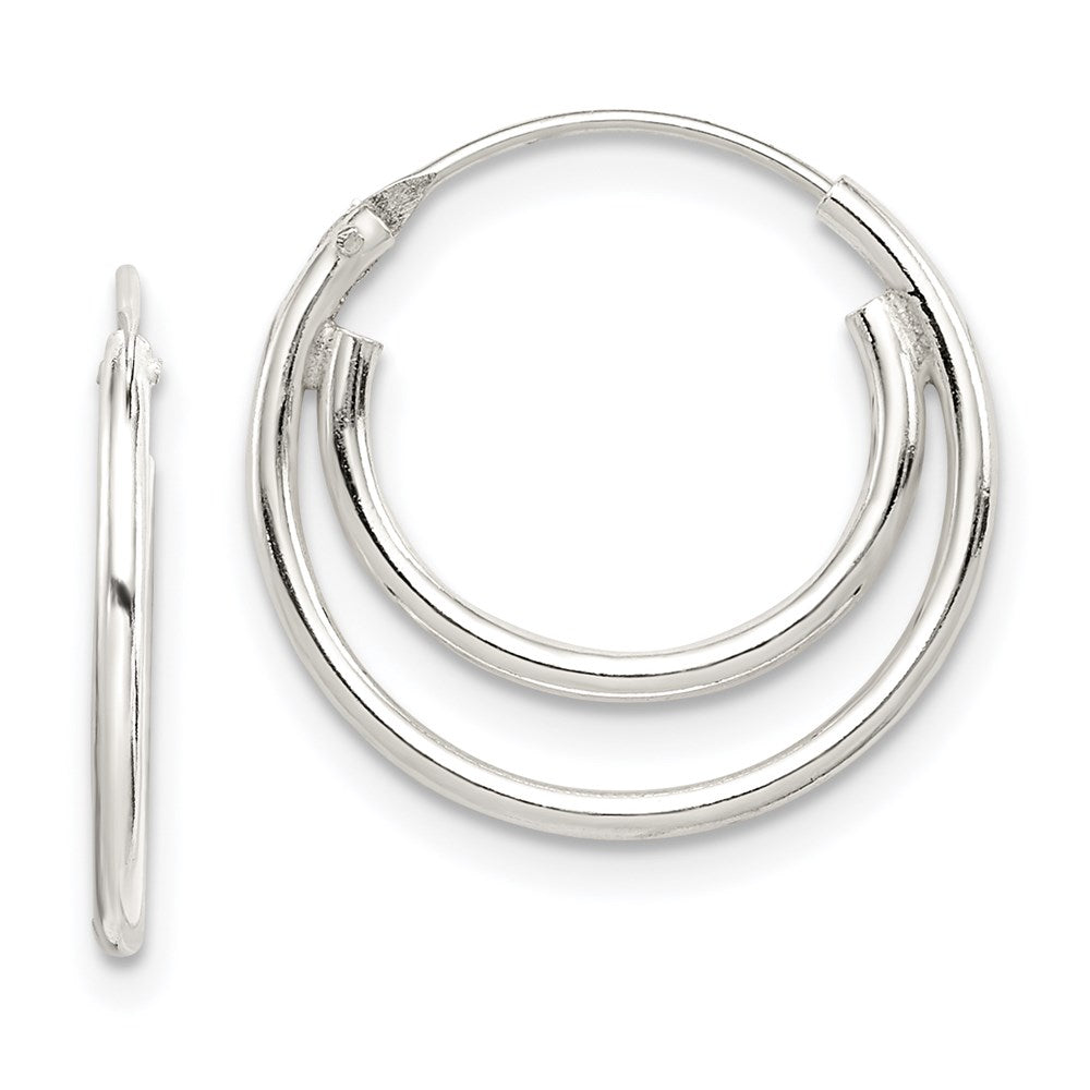 Sterling Silver, Endless Double Hoop Earrings - 17mm (5/8 Inch), Item E8979-17 by The Black Bow Jewelry Co.