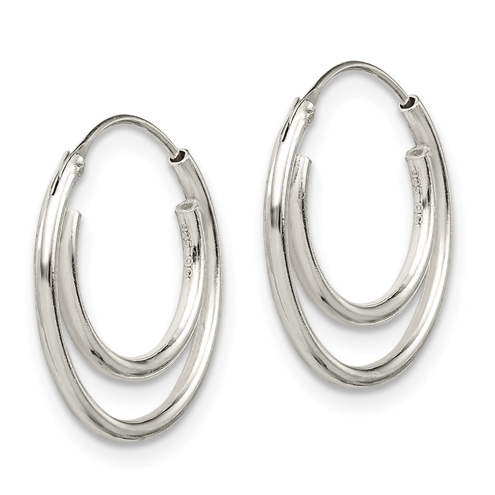 Alternate view of the Sterling Silver, Endless Double Hoop Earrings - 17mm (5/8 Inch) by The Black Bow Jewelry Co.