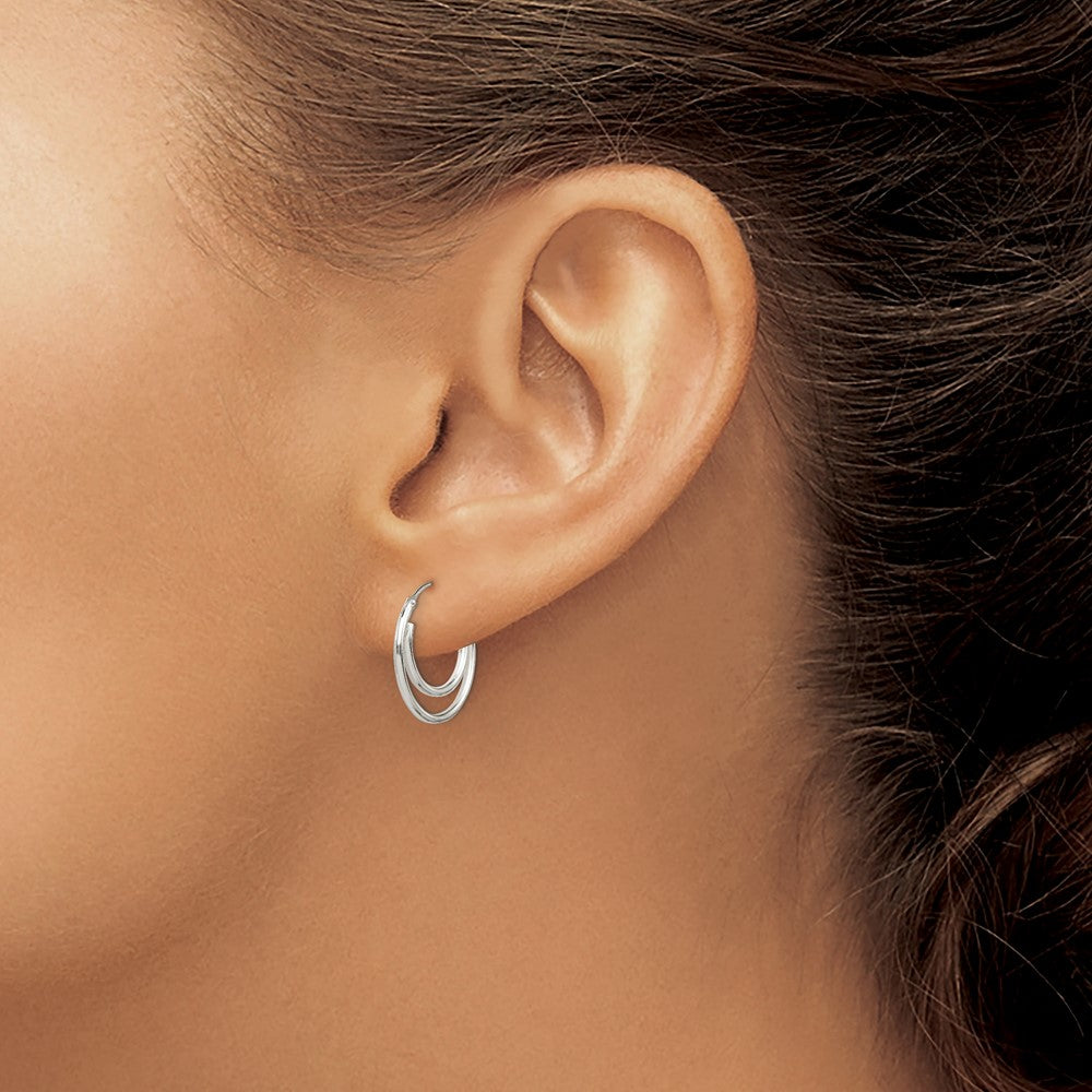 Alternate view of the Sterling Silver, Endless Double Hoop Earrings - 17mm (5/8 Inch) by The Black Bow Jewelry Co.