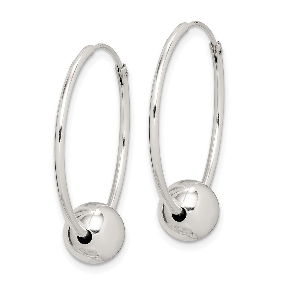 Alternate view of the Sterling Silver, Endless Hoop Bead Earrings - 25mm (1 Inch) by The Black Bow Jewelry Co.