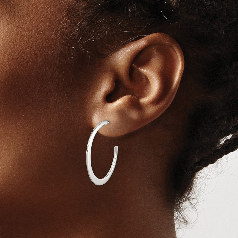 Alternate view of the Sterling Silver, Half Hoop Earrings - 30mm (1 1/8 Inch) by The Black Bow Jewelry Co.