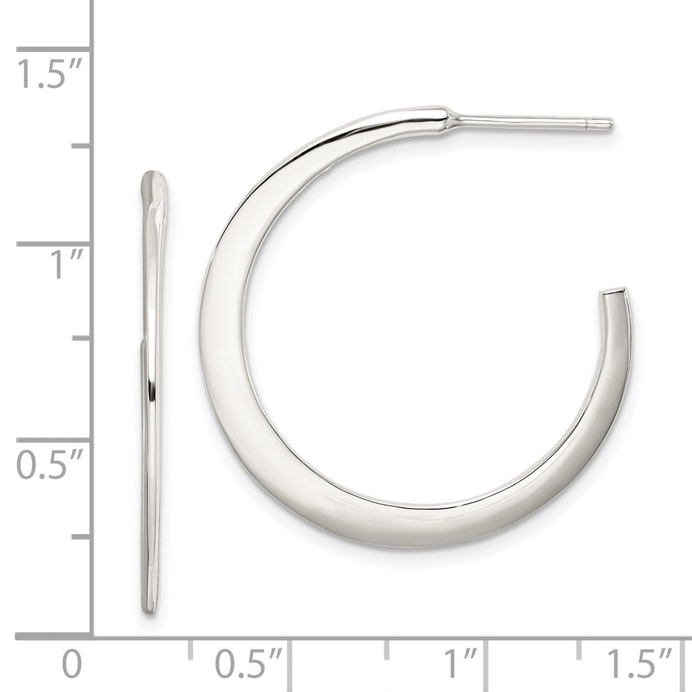 Alternate view of the Sterling Silver, Half Hoop Earrings - 30mm (1 1/8 Inch) by The Black Bow Jewelry Co.