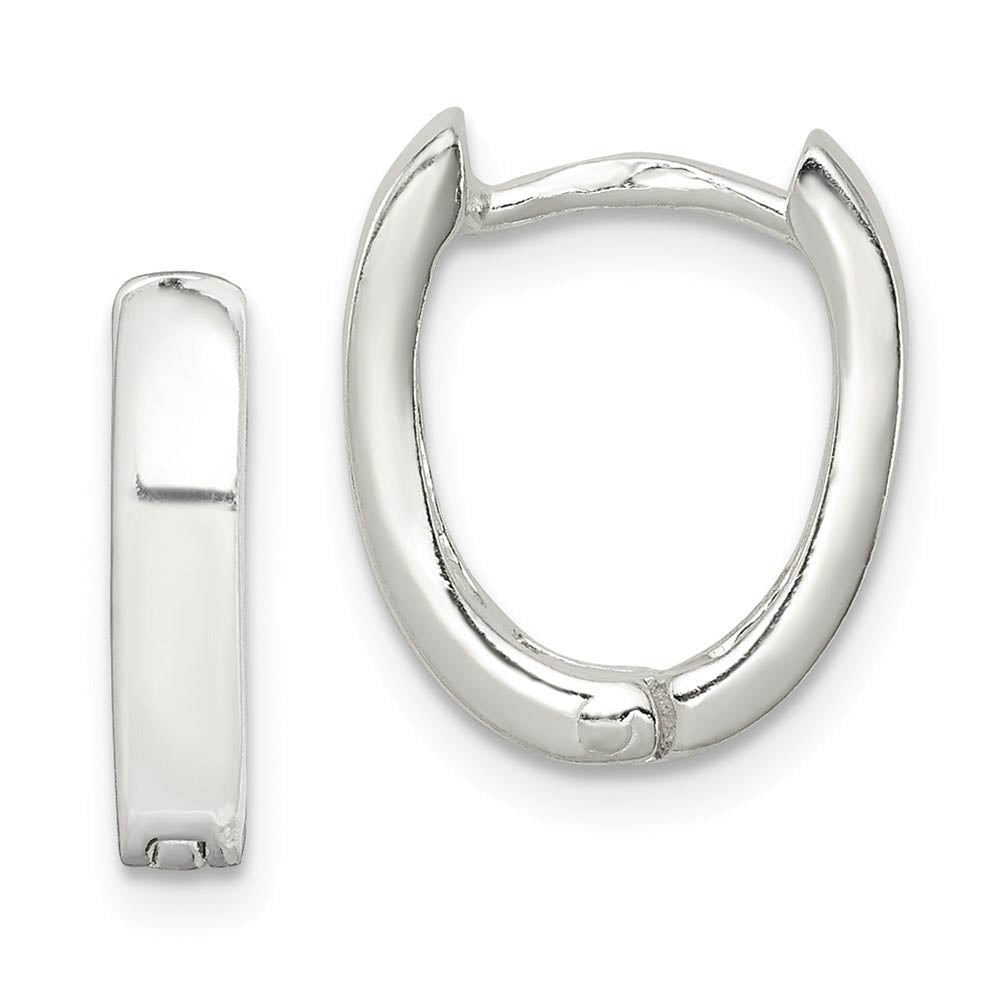 Oval Hinged Hoop Earrings in Sterling Silver - 13mm (1/2 Inch), Item E8991 by The Black Bow Jewelry Co.