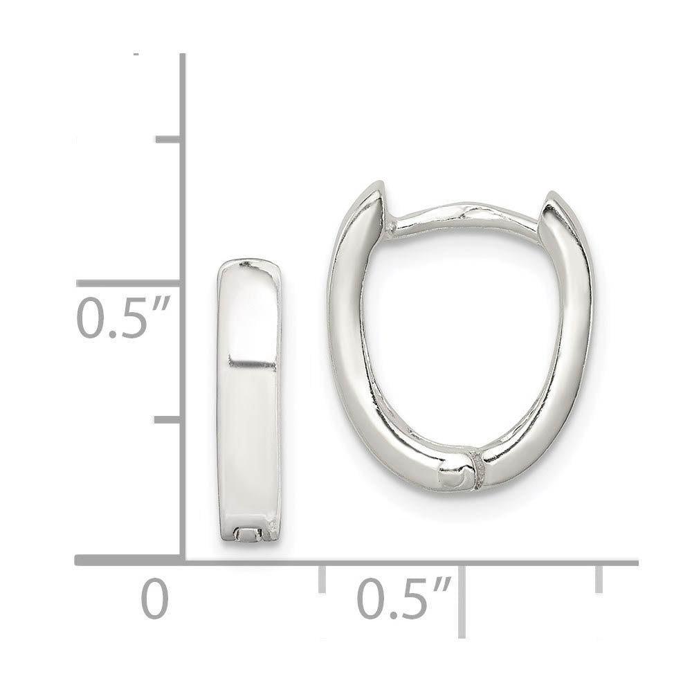 Alternate view of the Oval Hinged Hoop Earrings in Sterling Silver - 13mm (1/2 Inch) by The Black Bow Jewelry Co.