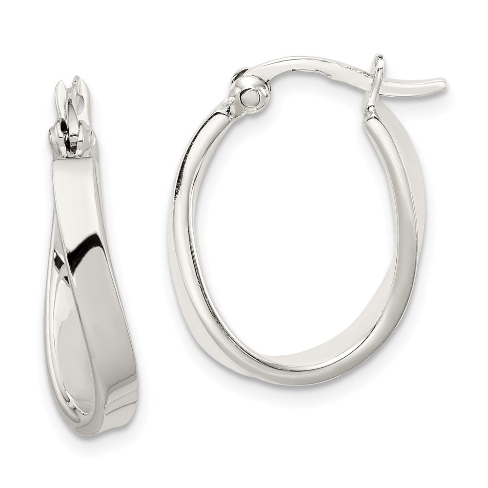 Twisted Oval Hoop Earrings in Sterling Silver - 20mm (3/4 Inch), Item E8996-20 by The Black Bow Jewelry Co.