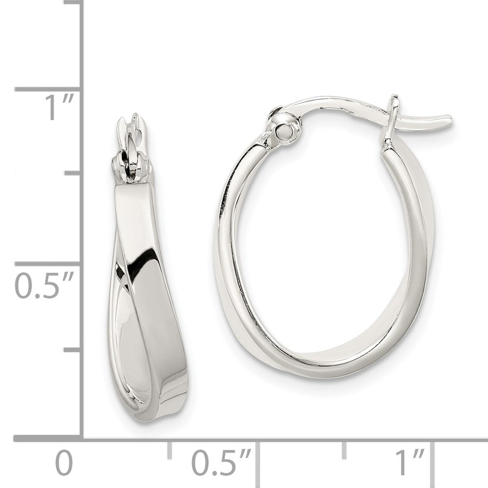 Alternate view of the Twisted Oval Hoop Earrings in Sterling Silver - 20mm (3/4 Inch) by The Black Bow Jewelry Co.