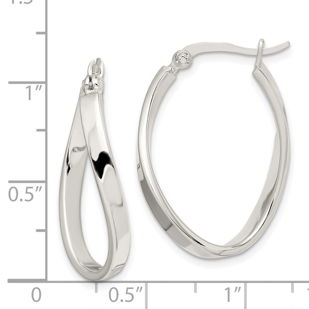 Alternate view of the Twisted Oval Hoop Earrings in Sterling Silver - 27mm (1 1/16 Inch) by The Black Bow Jewelry Co.