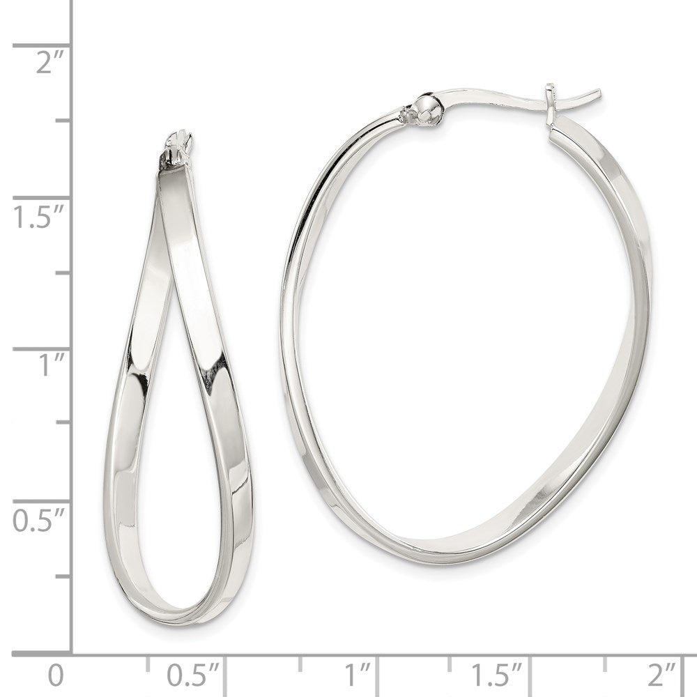 Alternate view of the Twisted Oval Hoop Earrings in Sterling Silver - 40mm (1 1/2 Inch) by The Black Bow Jewelry Co.