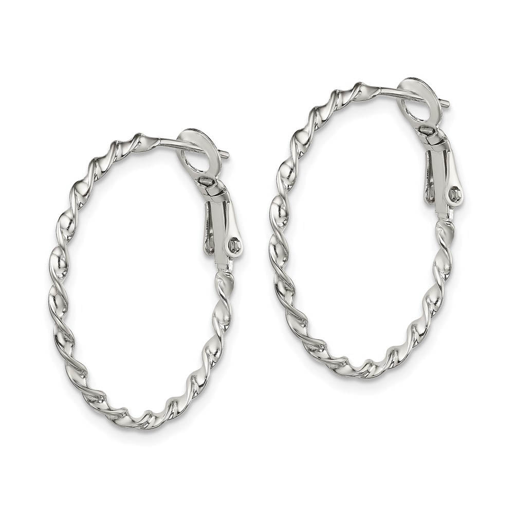 Alternate view of the Finely Twisted Round Hoop Earrings in Sterling Silver, 27mm by The Black Bow Jewelry Co.
