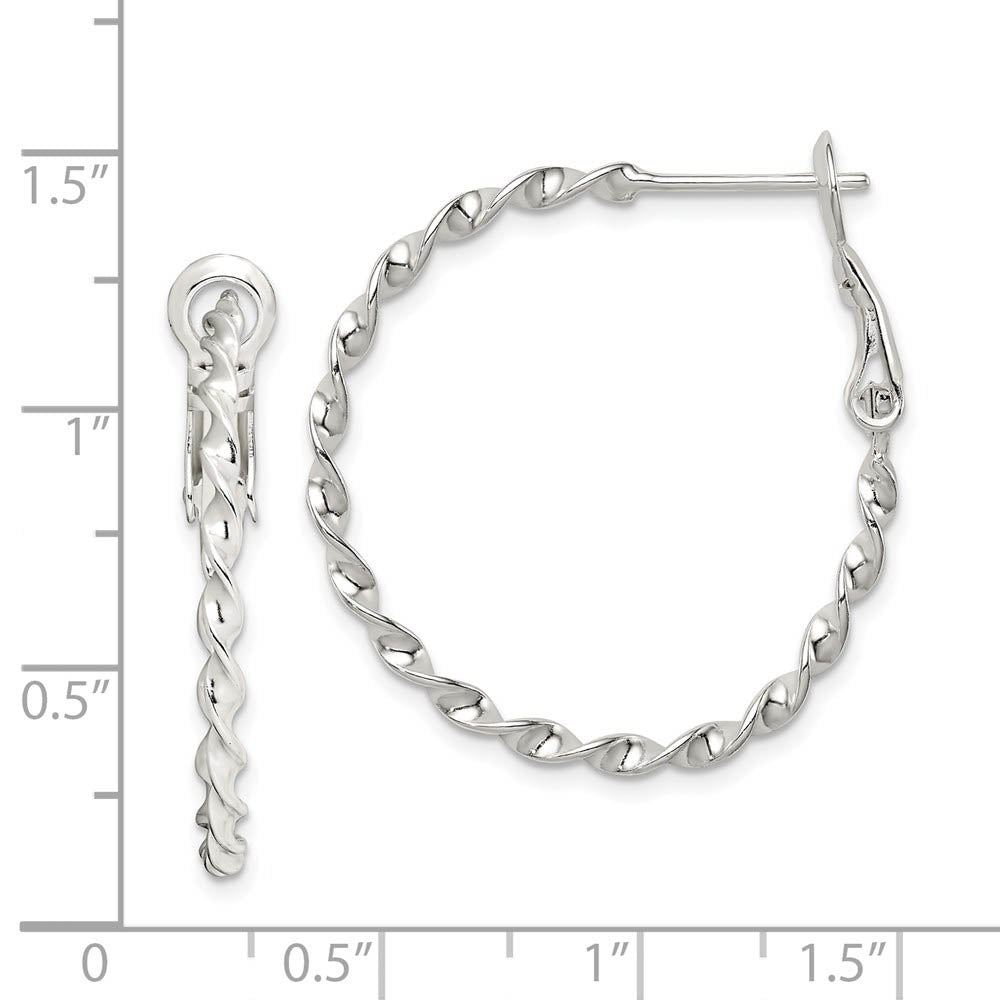 Alternate view of the Finely Twisted Round Hoop Earrings in Sterling Silver, 27mm by The Black Bow Jewelry Co.