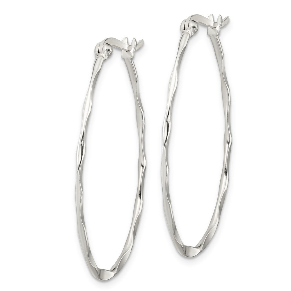 Alternate view of the Twisted Oval Hoop Earrings in Sterling Silver - 37mm (1 7/16 Inch) by The Black Bow Jewelry Co.