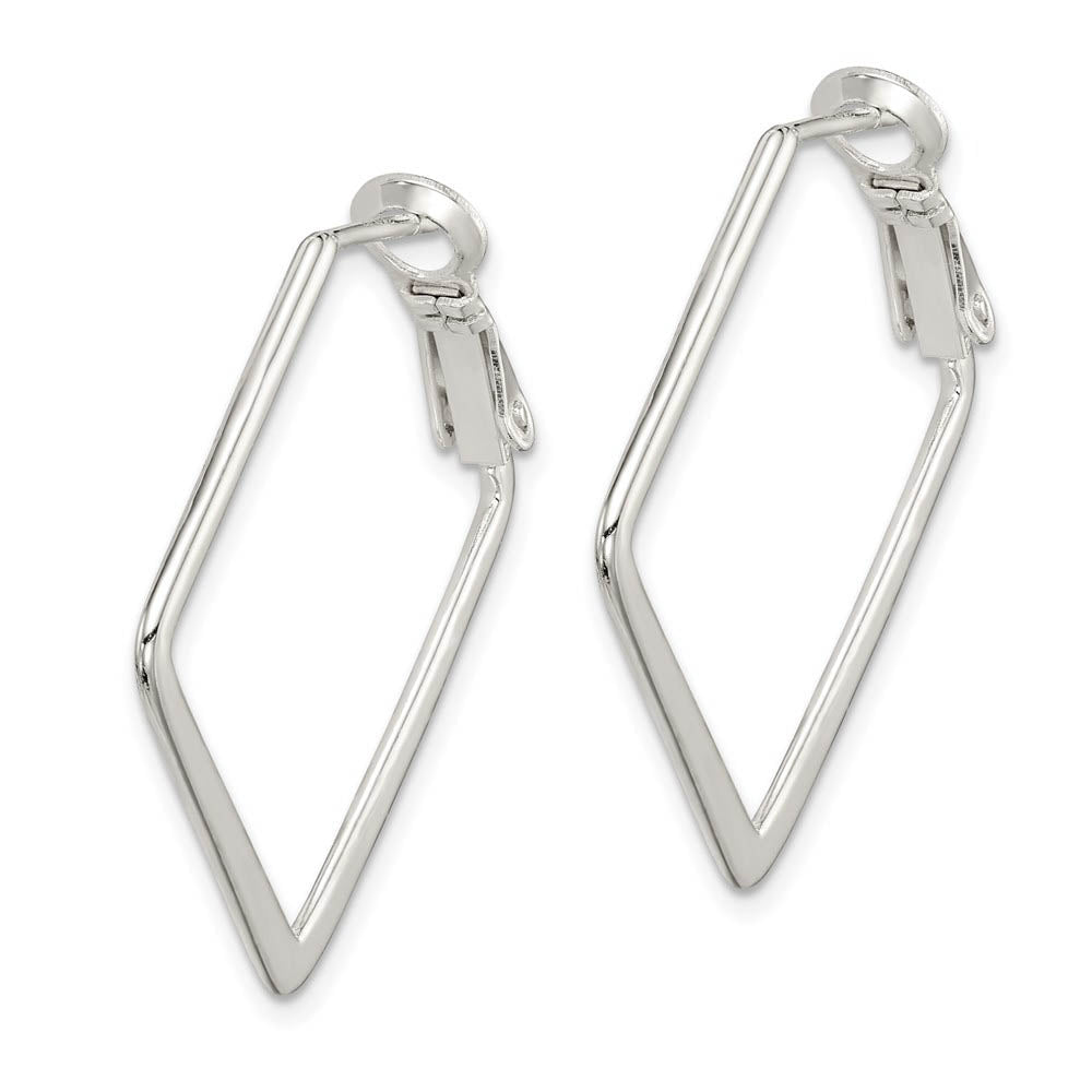Alternate view of the Flat Square Hoop Earrings in Sterling Silver - 30mm (1 1/8 Inch) by The Black Bow Jewelry Co.