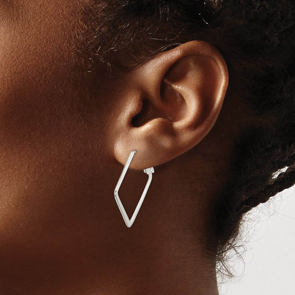 Alternate view of the Flat Square Hoop Earrings in Sterling Silver - 30mm (1 1/8 Inch) by The Black Bow Jewelry Co.