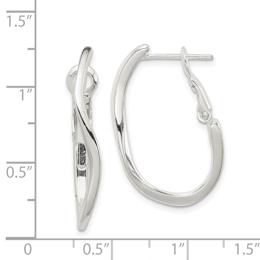 Alternate view of the Abstract Wave Hoops in Sterling Silver - 30mm (1-1/8 in) by The Black Bow Jewelry Co.