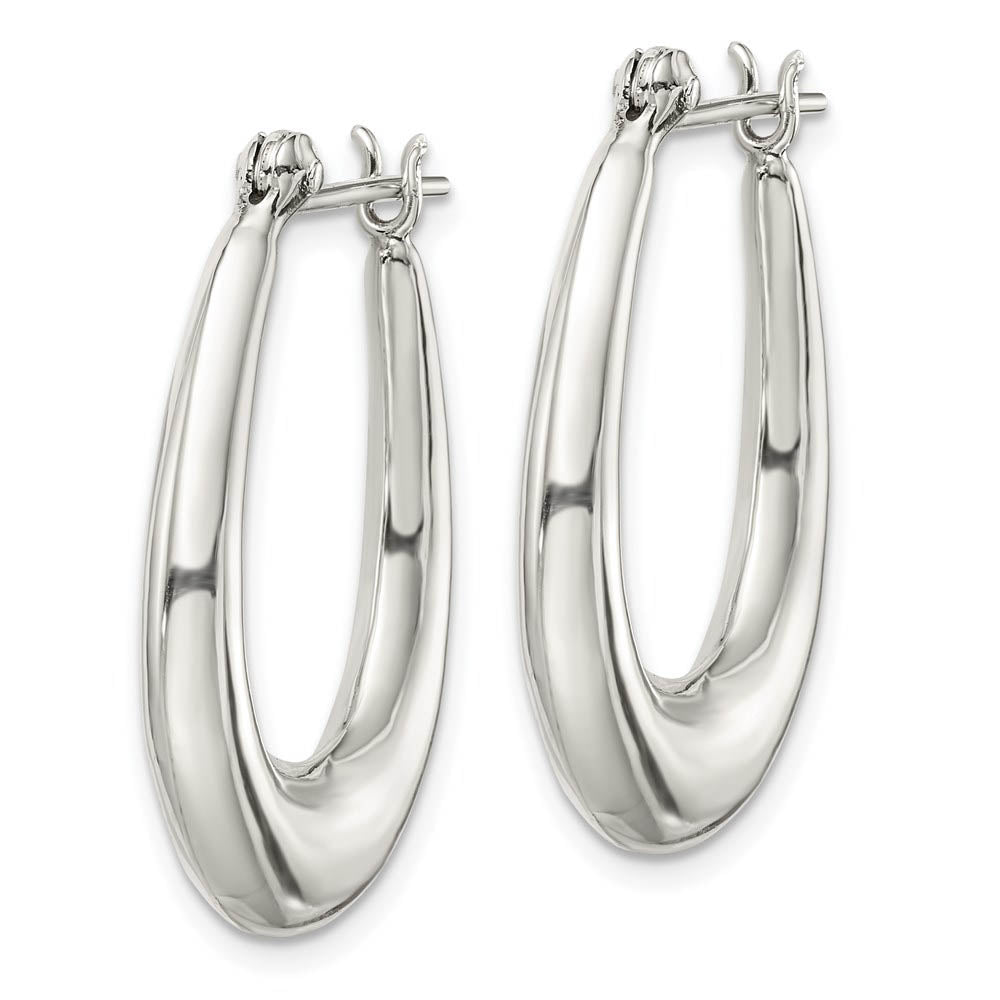 Alternate view of the Elegantly Polished Puffed Oval Hoop Earrings in Sterling Silver - 1 in by The Black Bow Jewelry Co.