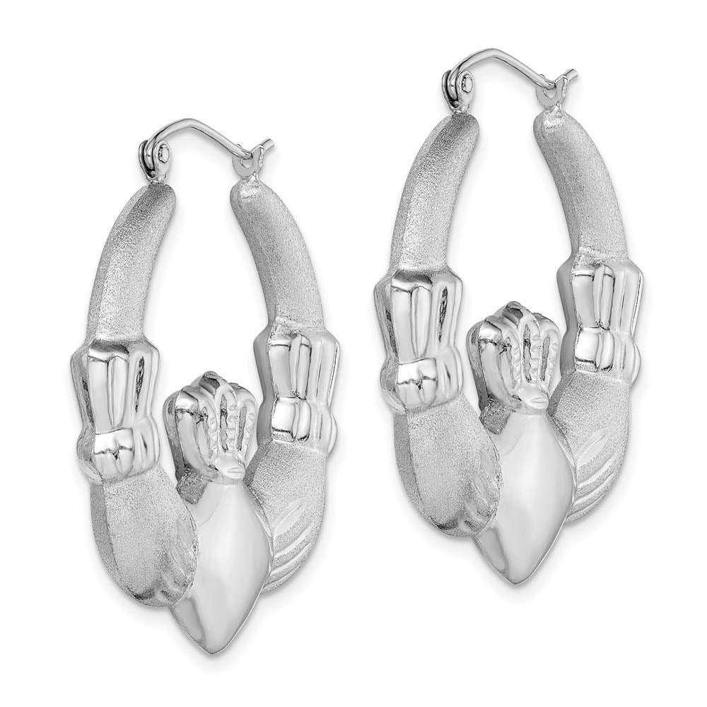 Alternate view of the Sterling Silver Claddagh Hoop Earrings - 35mm in Diam. (1-3/8 in) by The Black Bow Jewelry Co.