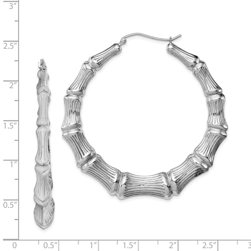 Alternate view of the Bamboo Hoop Earrings in Sterling Silver - 55m (2-1/8 in) by The Black Bow Jewelry Co.