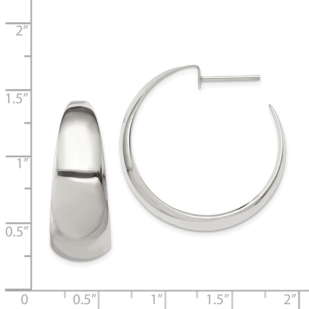 Alternate view of the Polished Sterling Silver, Half Round Half Hoops - 30mm (1-1/8 in) by The Black Bow Jewelry Co.